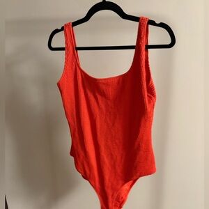 aerie Bright Red Textured One-Piece Swimsuit
